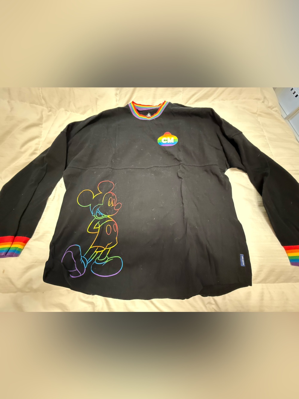 Disney Black Rainbow-Trim Mickey Long-Sleeve Sweatshirt